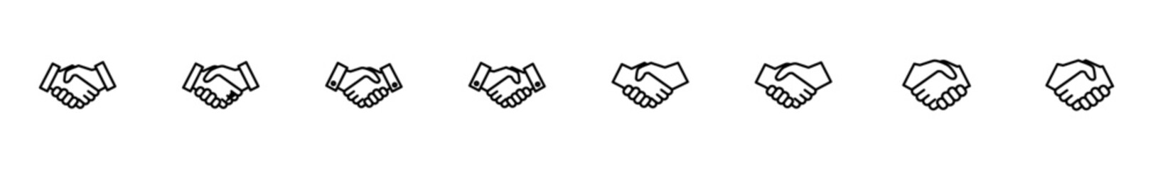 Fototapeta premium Business handshake icon vector isolated on white background. Handshake icon vector. contract agreement. Trust icon vector. Deal. Done. partnership icon