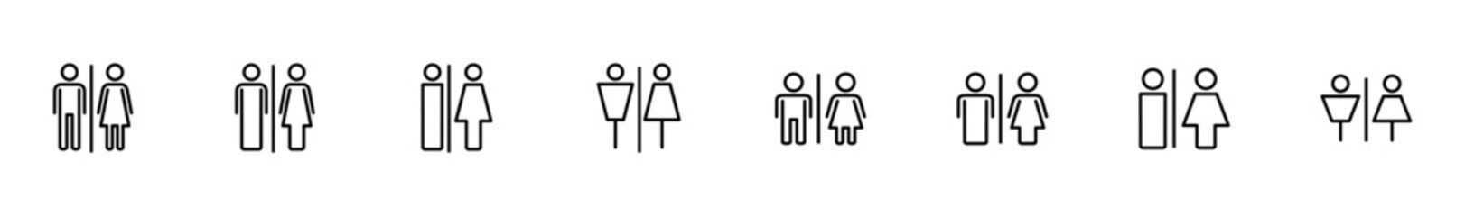Toilet icon vector isolated on white background. Toilet sign. Man and woman restroom sign vector. Male and female icon
