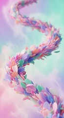 Ethereal spiral formed by pastel petals against subtle gradations