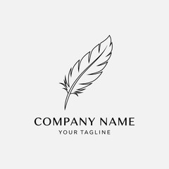 Elegant Feather Logo Design with Company Name and Tagline.