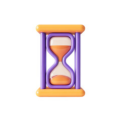 Hourglass on white background, sandglass 3d rendering