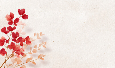 Elegant Red Floral Arrangement with Berries and Subtle Gold Leaves on Soft Cream Background for Sophisticated Celebrations. generative aI