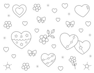 design with hearts girly and easy coloring pages for adults. Exclusive on Adobe Stock. Printable on letter size (8.5 x 11 in) paper.