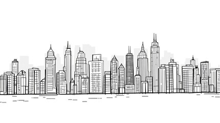 Obraz premium Hand Drawn City Skyline Illustration