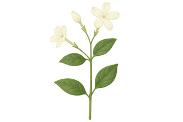 Fototapeta premium Jasmine branch with white flowers and green leaves