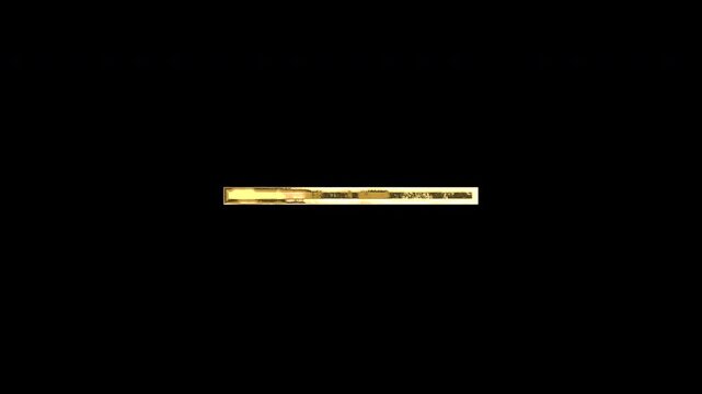 Gold hyphen-minus, light reflecting and patterns shifting, alpha channel