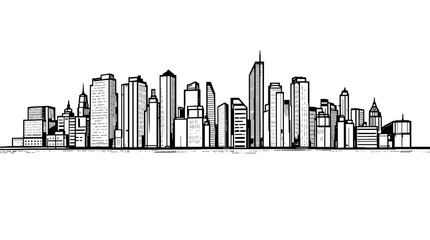 Fototapeta premium Modern City Skyline Hand-Drawn Illustration