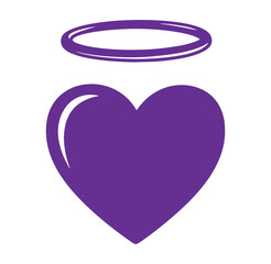 Purple heart with halo symbol for love and kindness and affection  heart with angel halo