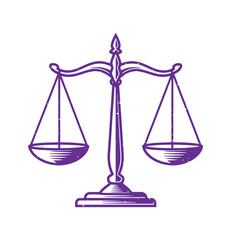 Purple scale icon with balanced two bowls on white background