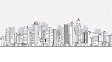 Fototapeta premium Minimalist City Skyline Vector Outline