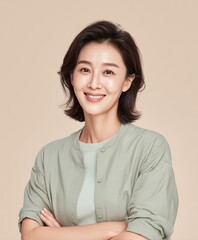 지혜롭고 자신감 있는 한국 중년의 미소 광고컷