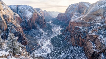 Winter View Of Zion National Park Canyon