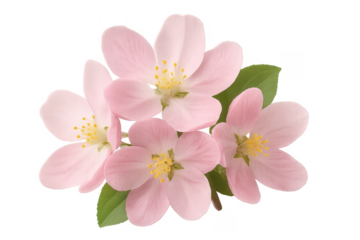 Pink apple blossoms blooming on transparent background