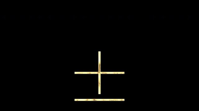 Gold plus-minus sign, light reflecting and patterns shifting, alpha channel