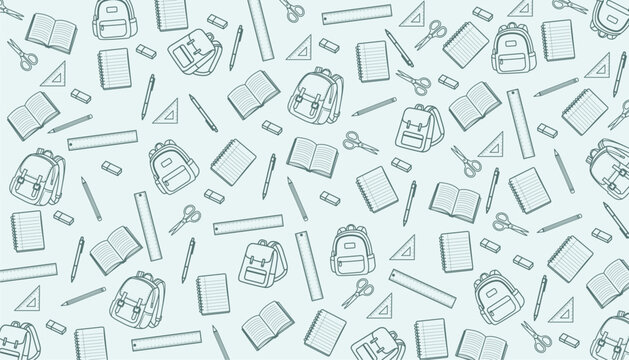 school supplies pattern background, back to school theme