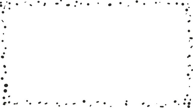 Dots or atoms or microorganisms accumulate around the edges of the image, forming a frame.
