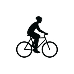 Fototapeta premium minimalist cyclist icon with helmet riding bicycle silhouette