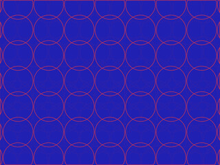 Fototapeta premium Seamless abstract geometric pattern with overlapping circles and thin line grid on deep blue background. Modern minimal repeating design with rhythmic symmetry, suitable for wallpaper, textile, fabric