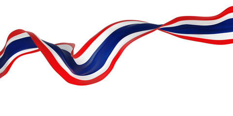 Thailand flag flying isolated on transparency background with copy space 3D render
