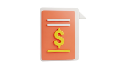 3D Icon of a Bill with Dollar Sign
