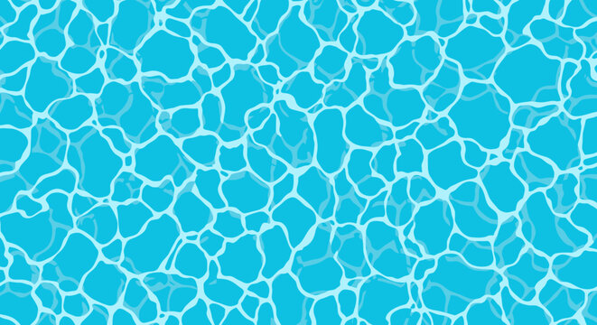 A vibrant blue water surface with abstract light reflections creates a seamless vector background, perfect for summer designs and aquatic themes.