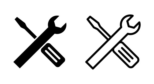 Repair tools icon symbol for apps and websites. tool sign and symbol. setting icon. Wrench and screwdriver. Service