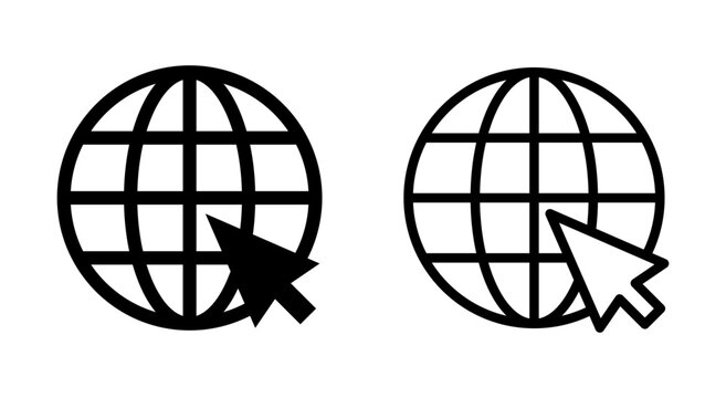 Web icon symbol for apps and websites. go to web sign and symbol. web click icon. Global search icon