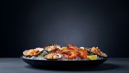 Luxury Seafood Asymmetrical Layout with Copy Space