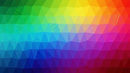 Vibrant Rainbow Gradient Low Poly Abstract Background.