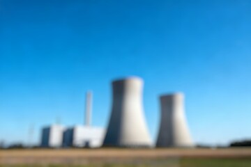 Fototapeta premium Blurry nuclear power plant cooling towers