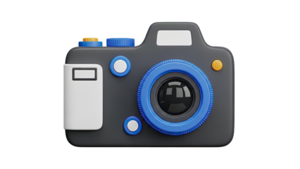 3D Modern camera icon on transparent background