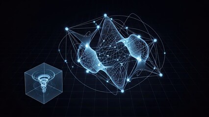 Futuristic neural network connections in dark space