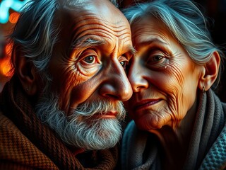 A lifetime of wisdom in weathered eyes reflects innocent delight, a silent symphony of belonging in their shared space Unfolding affections ,  wisdom,  connection