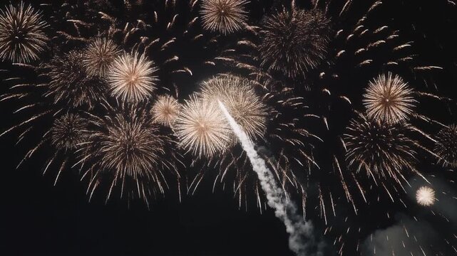 The Ascending Rocket Trail. Chinese New Year. Capturing the sharp, upward white trail of a firework rocket right before it explodes, contrasting the thin line with the massive sky volume.
