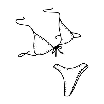 simple bikini swimsuit line art outline