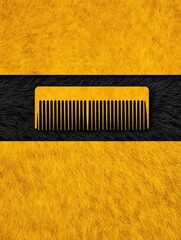 Bright Yellow Background With a Black Stripe Featuring a White Comb Placed in the Center on Textured Fur