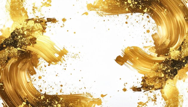 金色爆発墨筆キラキラ背景 中央白余白構図