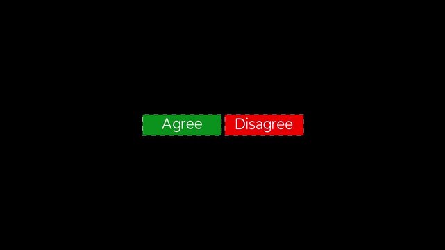 agree and disagree opinion selection buttons for survey and interactive ui animation.