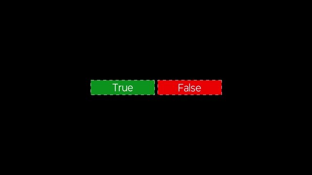 true and false choice selection buttons for quiz and interactive ui animation.