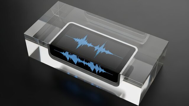 Futuristic Crystal Device Displaying Sound Waveforms. - Powered by Adobe