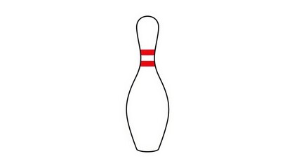 Classic Bowling Pin with Red Stripes on White Background.