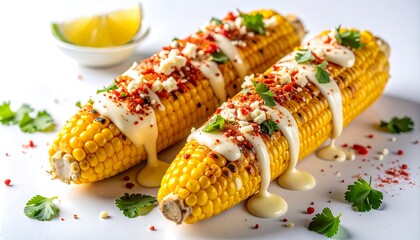 Traditional Mexican Elote Street Food Grilled Corn With Cheese and Chili
