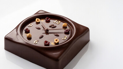 Modern styled Chocolate Clock Food art, Conceptual Food