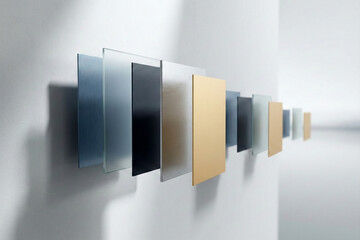 Arrangement of Metallic and Glass Panels on Wall image photo