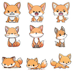 Set Icon of Jackal kawaii minimal flat