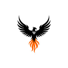 simple silhouette vector tattoo design of phoenix bird