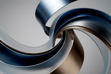 Swirling Metallic Ribbons Abstract Sculpture image photo