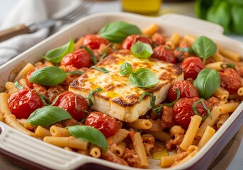 Baked Feta Pasta with Cherry Tomatoes and Basil