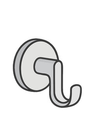 Wall Mounted Hook Illustration.