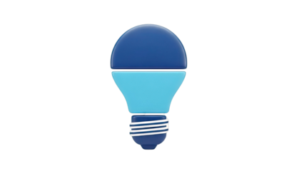 3D Blue and Light Blue Light Bulb Icon